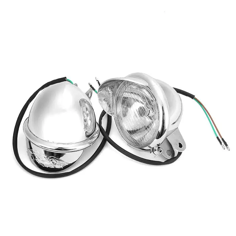 2x 5.5" Chrome Motorcycle Headlight Motorbike Passing Light Fog Front