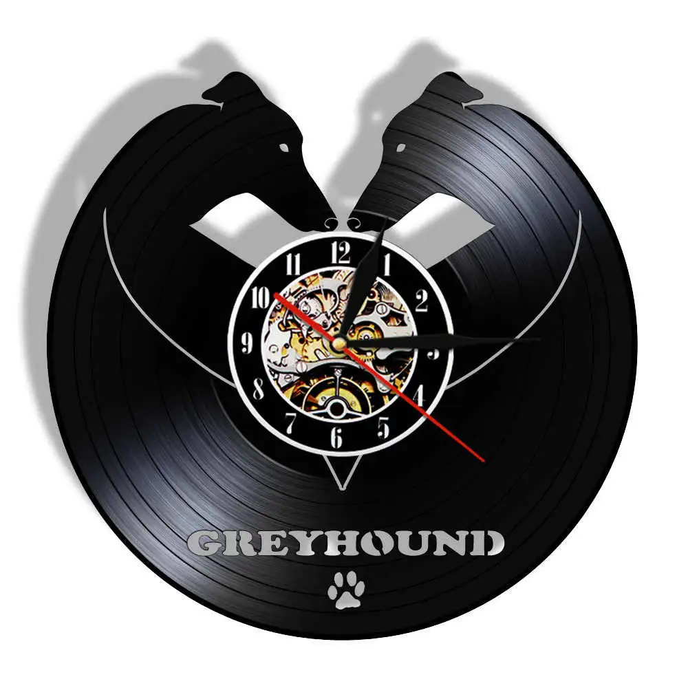 

Greyhound Dog Breed Wall Clock Whippet Animal Pets Dog Companion Vintage Vinyl Record Clock Home Decor Watch Housewarming Gift