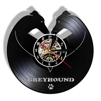 

Greyhound Dog Breed Wall Clock Whippet Animal Pets Dog Companion Vintage Vinyl Record Clock Home Decor Watch Housewarming Gift