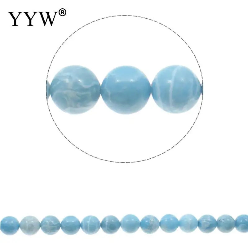 

YYW New Arrival Charm Natural Blue Stone Larimar Round Loose Bead For DIY Women Jewelry Gift 6 8 10 12mm Pick size Free Shipping