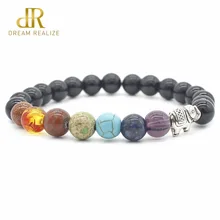 DR 8 мм бусины 7 Чакр Йога слон браслеты с драгоценными камнями для женщин натуральный камень браслет кристалл ювелирные изделия аксессуары