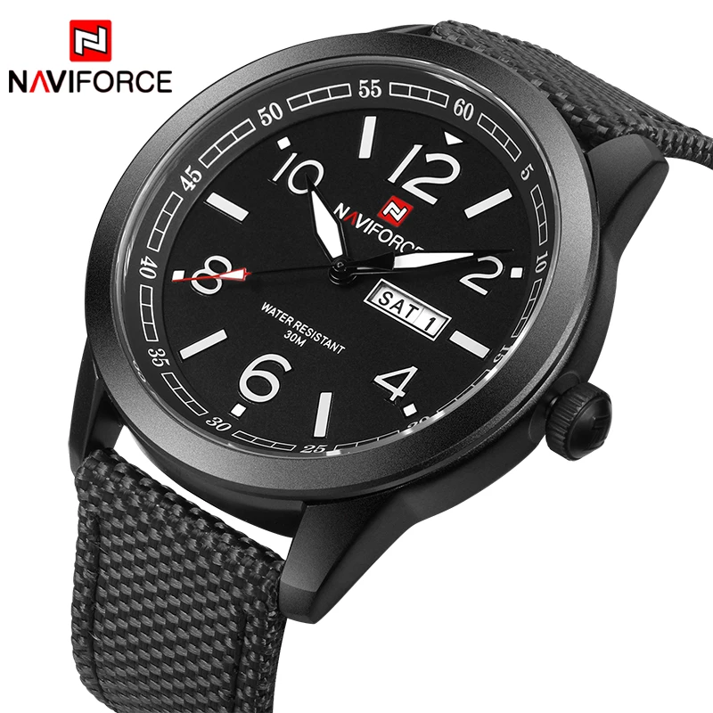 Часы NAVIFORCE мужские модные спортивные кварцевые с нейлоновым ремешком|Кварцевые