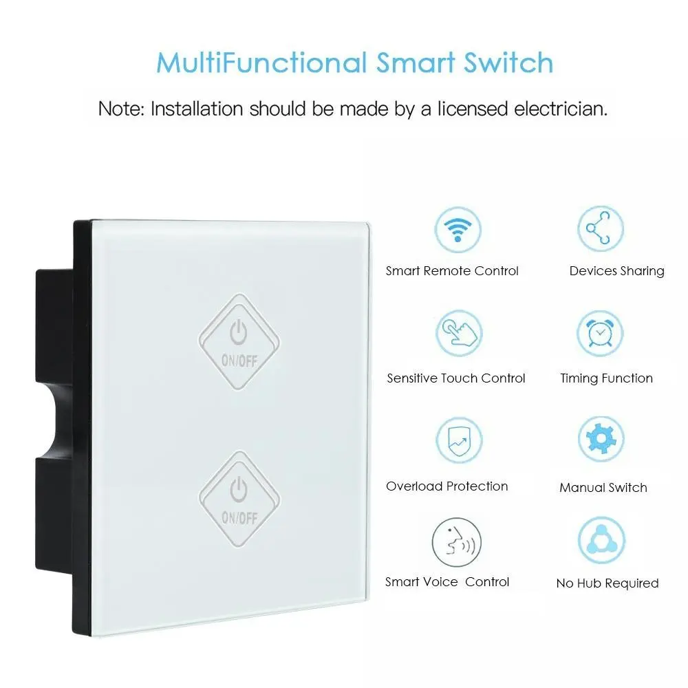 WIFI Smart Light Switch Smart Touch Switch Waterproof Tempered Glass