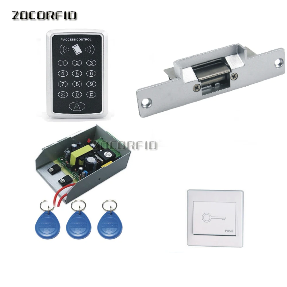 DIY wood door Rfid Door Access Control System Kit Set +Strike Door Lock +Rfid Keypad + Exit Button DIY wood door Rfid Door Access Control System Kit Set +Strike Door Lock +Rfid Keypad + Exit Button