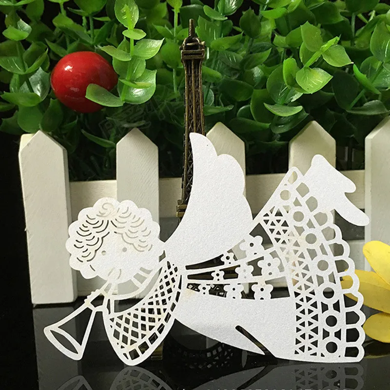 10 Colos 50pcs Angel Shaped Laser Cut Table Mark Wine Glass Name Place Cards Wedding Birthday Baby Shower Party Favor Supplies (4)