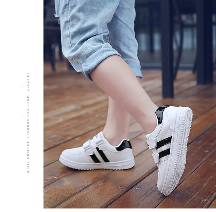 Kid Running Shoes White Sneakers For Boys Sport Shoes Pu Leather Tenis Infantil Girls Footwear Velcro Casual Chaussure Enfant