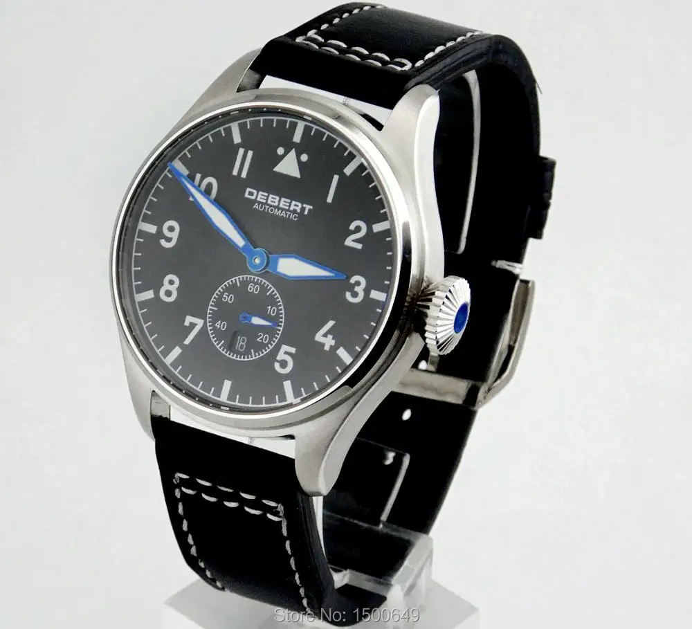 

DEBERT 42mm Green Luminous Sapphire Glass Black Dial Automatic Date Day mens Watches