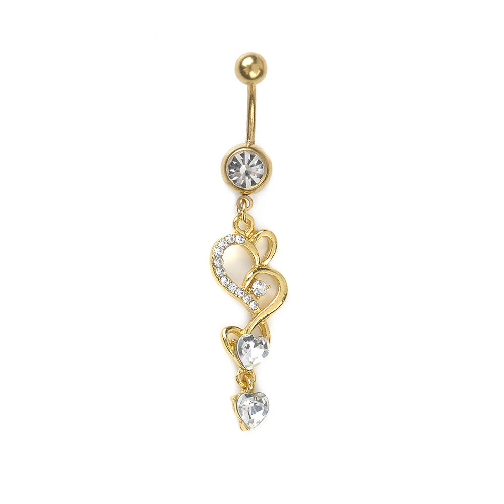 

Transparent pink purple Rhinestone fashion Body Piercing Dangle Crystal Heart Navel Belly Button Bar Barbell Rings Body Jewelry