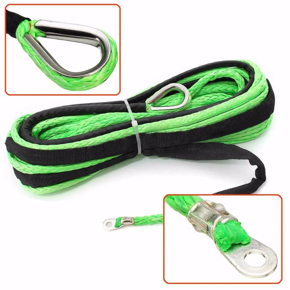 الجملة الخضراء الاصطناعية ونش حبل خط كابل مع هوك 4.8 ملليمتر * 15 متر 5500lbs سحب حبل ل 4x4 atv utv 4wd الطرق الوعرة الملحقات