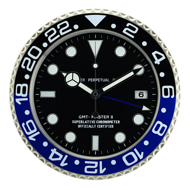 

European Style Retail Metal Watch Shape Wall Clock Calender Wall Clock with Date for Living Room Mute Wall Clocks
