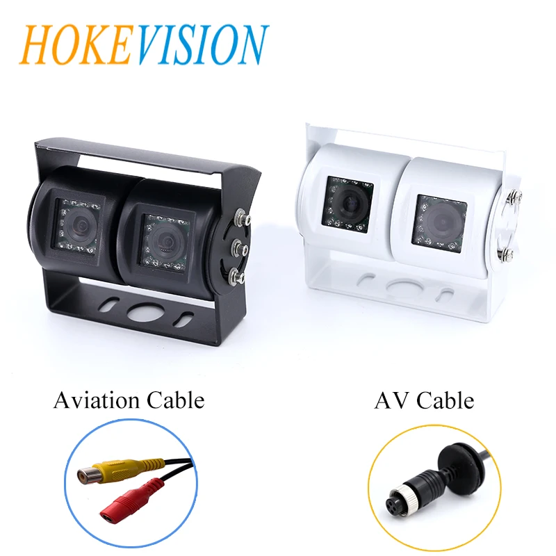 

HOKEVISION Double Rear View Camera 120 Angle Reverse Backup Camera Waterproof for Bus/Vehicle/Truck/Car