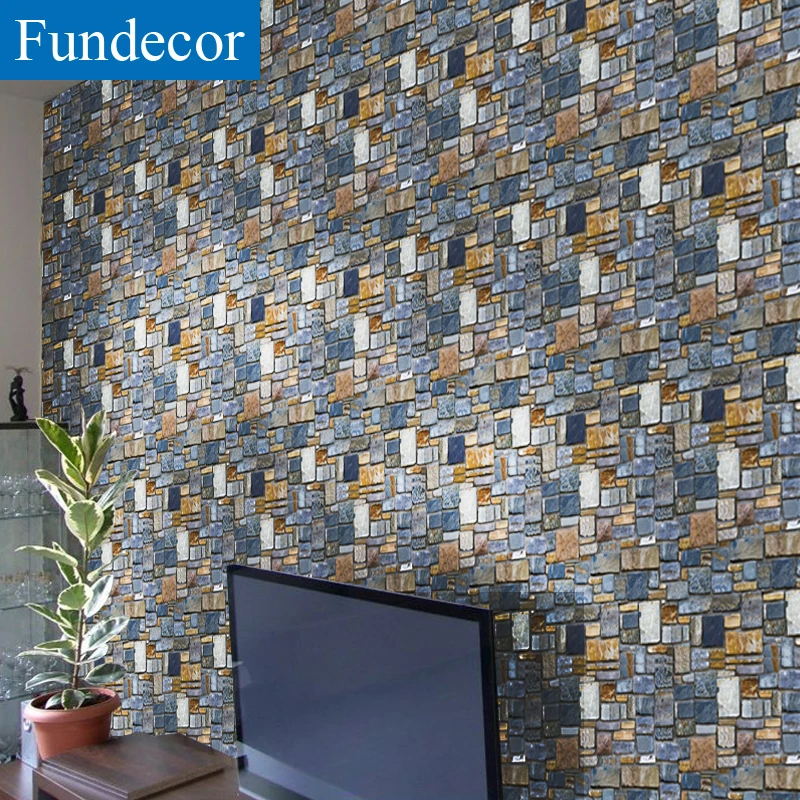 

[Fundecor] Gray Stone Brick Wallpaper Self Adhesive For Living Room Kids Rooms Home Decor 3d Wall Paper Rolls Mural Wall Sticker
