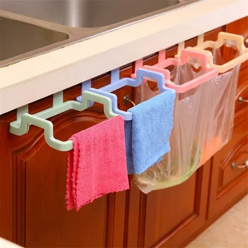 

Cupboard Door Back Kitchen Door Hanging Cabinet Stand Trash Garbage Bags Support Holder Cabinet Hanging Bathroom Towel Rack