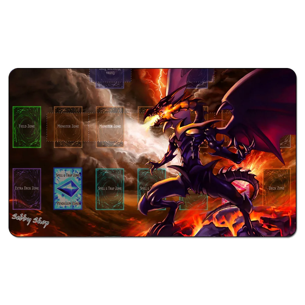 Yu Gi Oh Monster Yugioh игровой коврик, настольные игры игровой коврик, YGO карта игровой коврик, заказной Настольный коврик с бесплатной сумкой - Цвет: Red Eyes Black Metal