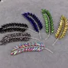 9.5x2.5cm AB Rhinestone Leaves feather Brooches Fashion Embroidered Patch Iron on Sewing Crystal Applique For Suit dress Jewelry ► Photo 2/6