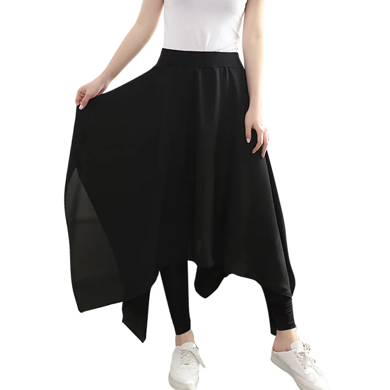 Женские брюки юбка из двух частей шифоновое большого размера обтягивающие леггинсы до щиколотки корейские танцевальные брюки весенне-летние юбки