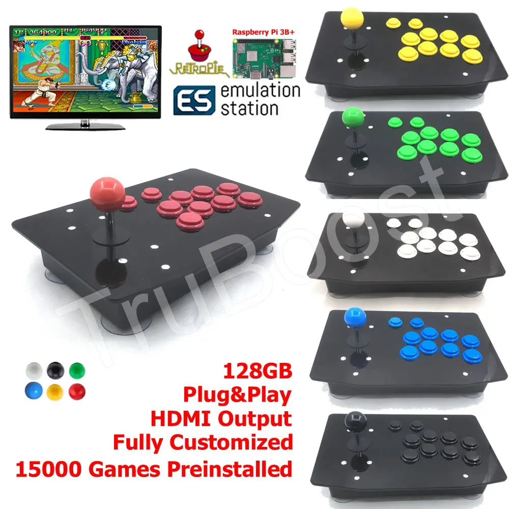 

Arcade Fighting Stick Retro Game Console All In One 128G Raspberry Pi 3B+ 15000 Games