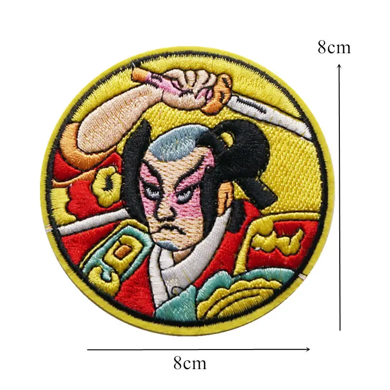8CM Embroidered Patch Japan Warrior Sew Iron On Soldier Embroidery Patches Badges For Bag Jeans Hat T Shirt DIY Appliques Craft