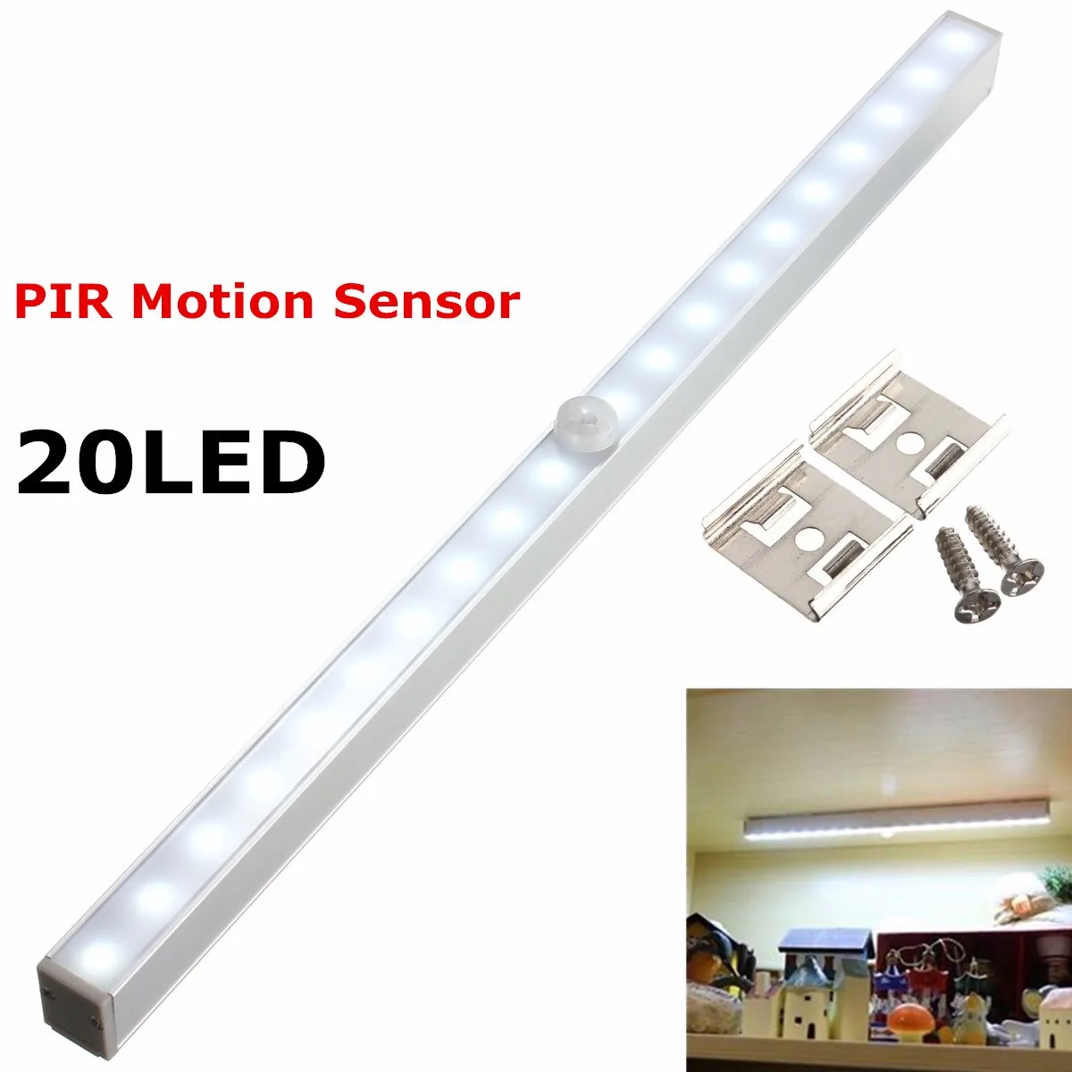 

Smuxi 20 LED Wireless PIR Motion Sensor Battery Power Cabinet Drawer Light Closet Cabinet Lamp Night Light LED Light