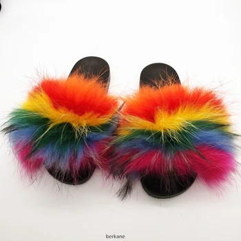 

Real Fox Hair Slippers Women Fur Raccoon south africa Fluffy Sliders Jamaica Furry Summer Sweet Ghana Ladies Shoes Nigeria