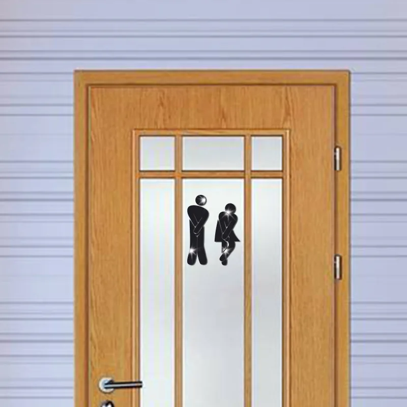 3D Съемные Наклейки на зеркало для ванной женщины и мужчины Туалет знак зеркало стикер на стену для дома отель дверь в Туалет знак зеркало наклейка