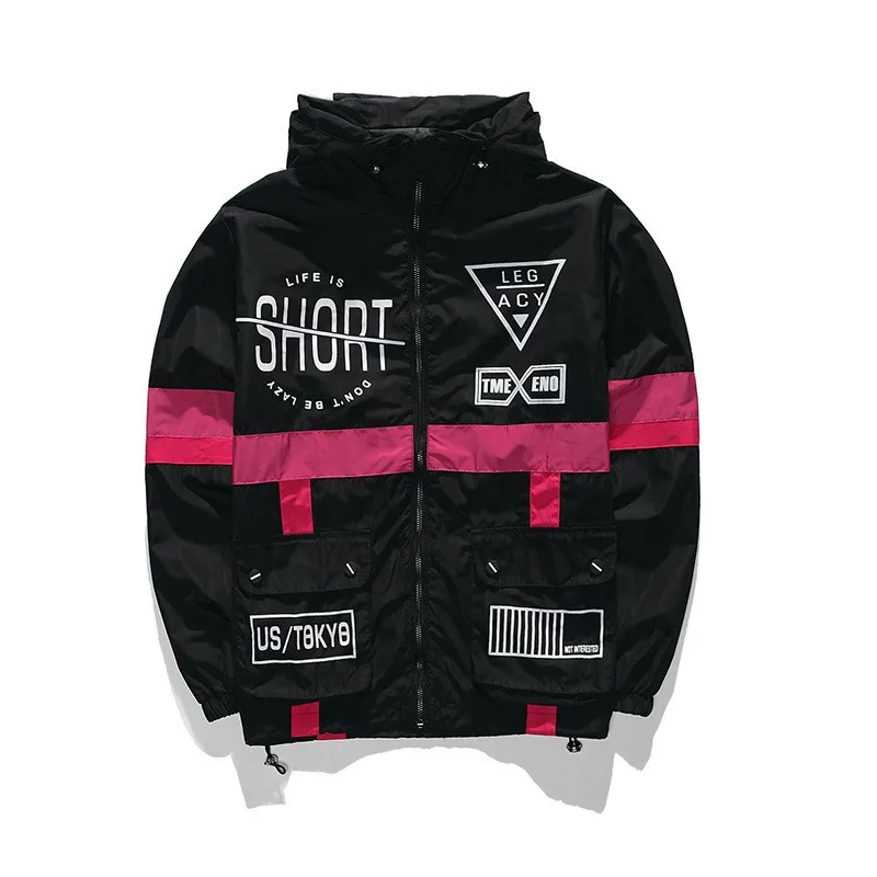 

Spring Autumn Windbreaker Korean Version For Men Hip Hop Coats Plus Size US Size XS S M L XL
