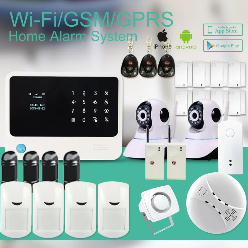 433mhz APP controlled security GSM WIFI alarm system wireless security