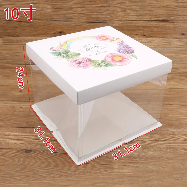 5 комплектов, 10 дюймов, L, 31,1X31,1X31,1 см, Подарочная коробка для торта на день рождения, коробка для свадебного торта, домашняя прозрачная маленькая квадратная коробка