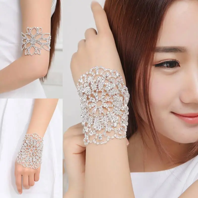 Wedding Bridal Bracelet Crystal Women Flower Arm Harness Slave Chain