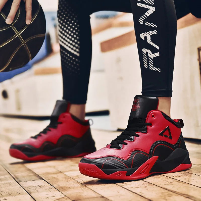 Студенческая износостойкая Нескользящая Баскетбольная обувь больших размеров, мужская и женская спортивная обувь для улицы модная повседневная фитнес-обувь - Цвет: Красный