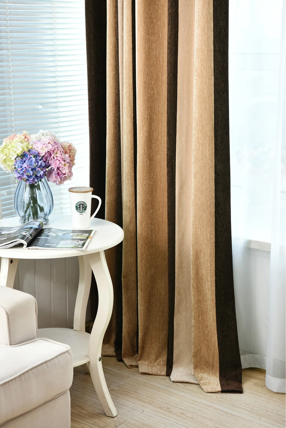 Color Splicing Blackout Window Curtain