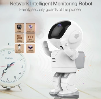 

Robot Wireless P2P Cloud Technology IP WIFI Camera Night Vision Mutiple Languages Remote Surveillance Alarm IOS Android