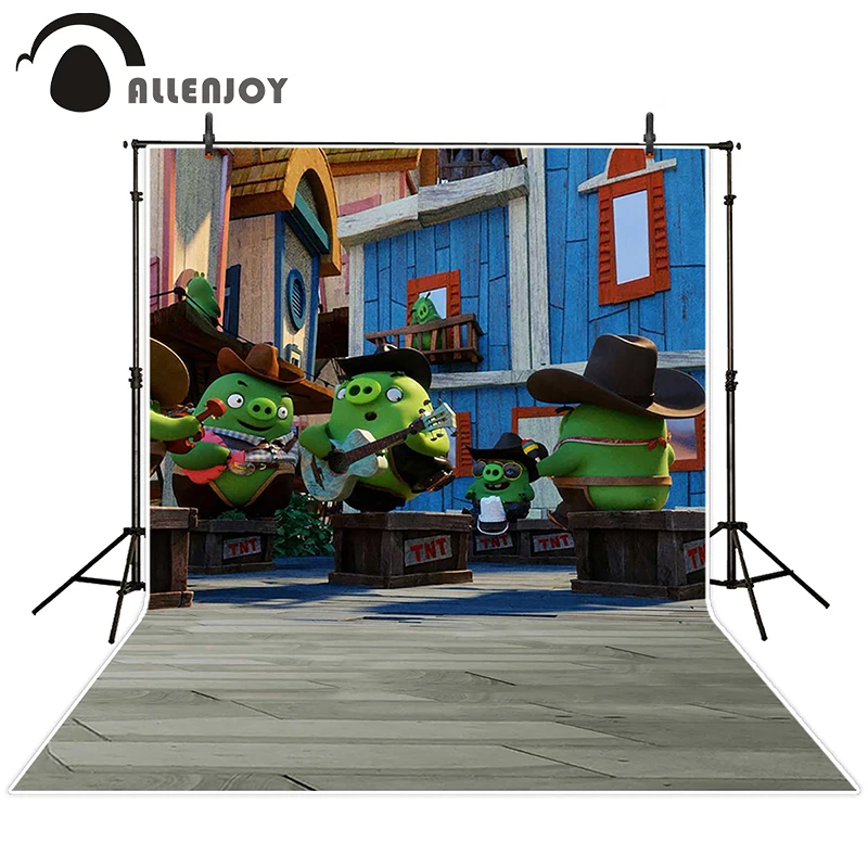 

Allenjoy photographic background Cartoon Pig playing guitar dancing backdrops baby princess vinyl props 8 x 8 ft