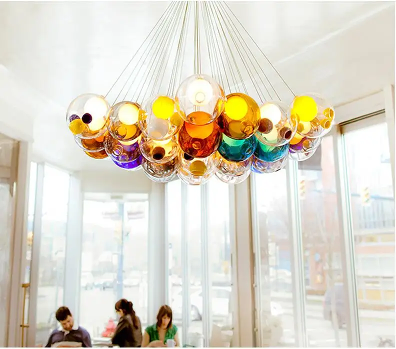 

Modern Lustre Chandelier Lighting Round Bubble LED Chandelier for Dinning Room LED colorful glass pendant Chandeliers lights