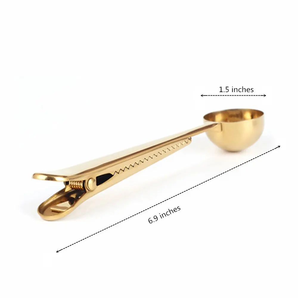 

1PC Multifunction Stainless Steel Food Spoon Milk Tea Ground Coffee Scoops With Bag Clip Sealing Powder Drinkware Tools