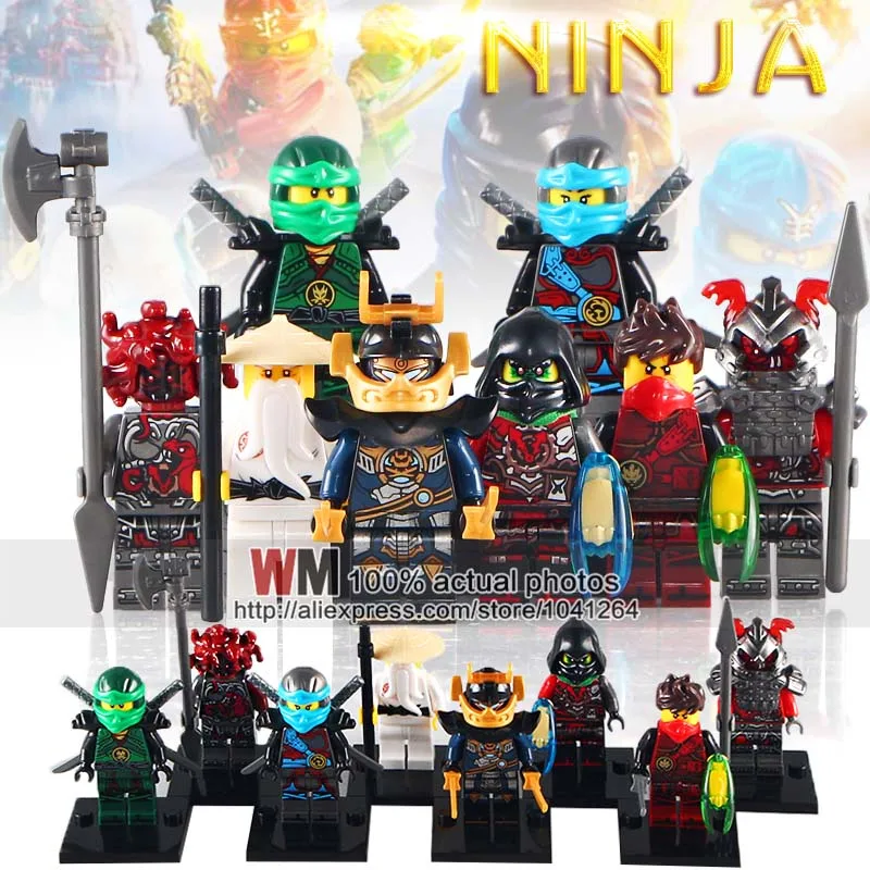 

WM Building Blocks 8pcs/lot X0155 Ninja NYA Lloyd krux The weisnake Kai Samuraix vermin wu Lloyd Nya Pirate Gift Baby Toys
