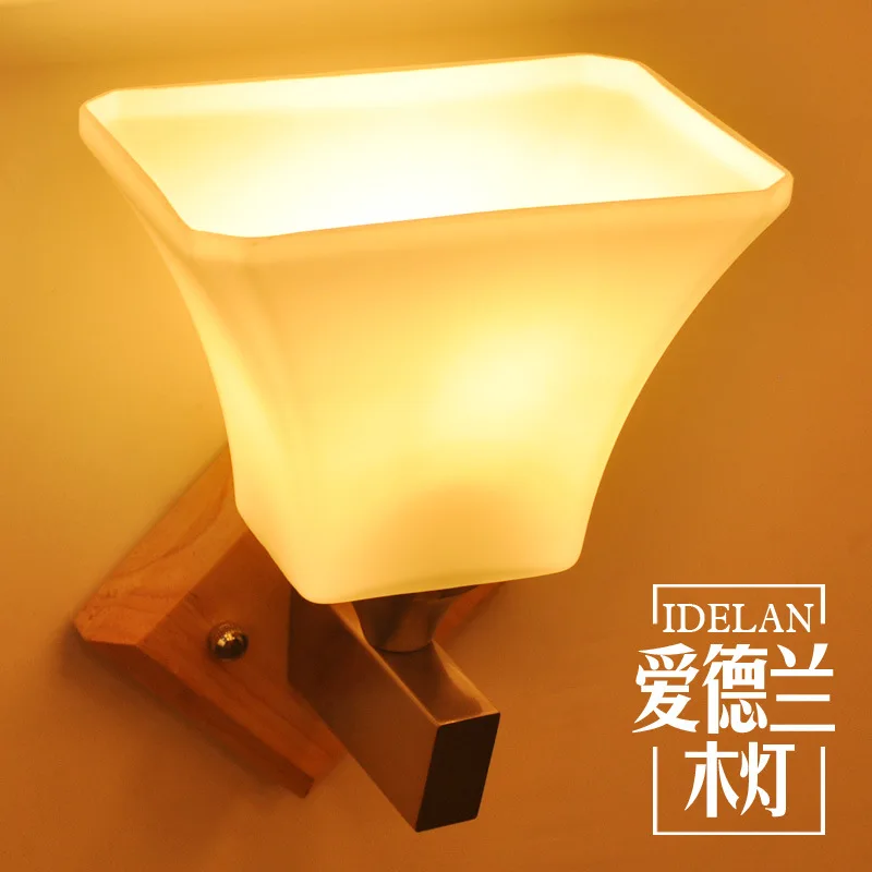 

North American bedroom bedside wall lamp modern Chinese living room aisle balcony solid wood wall lamp