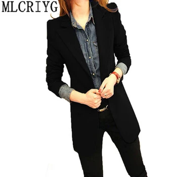 

Plus Size 5XL 2019 New Brand Women Blazers And Jackets Spring Slim Mid Long Women's Suit Long Sleeve Red Blazer Lady Office LX46