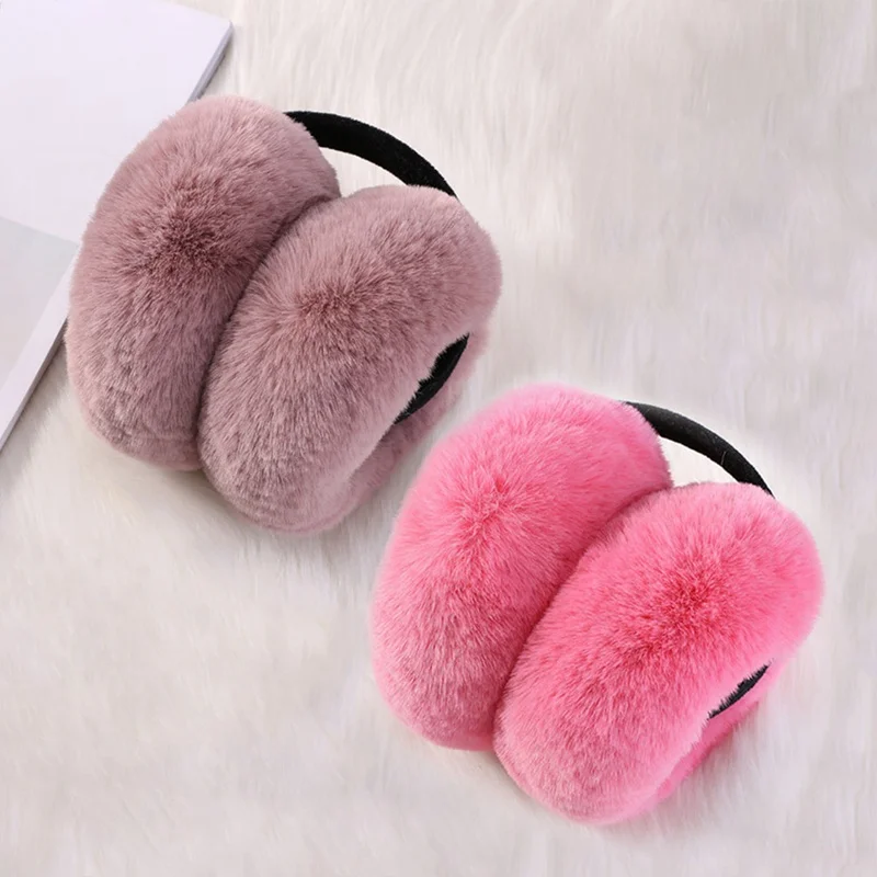 Women Winter Fashion Round Plush Ear Pad Earmuffs Soft Warm Female