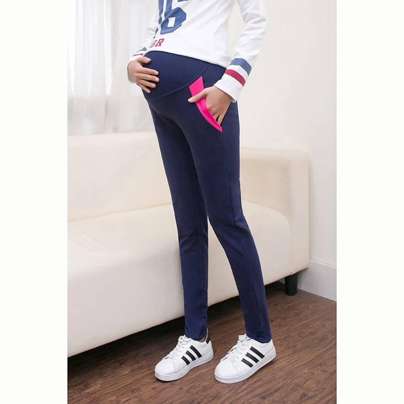 Spring Autumn Elastic Waist Maternity Pants for Pregnant Women Casual Cotton Long Sport Pants