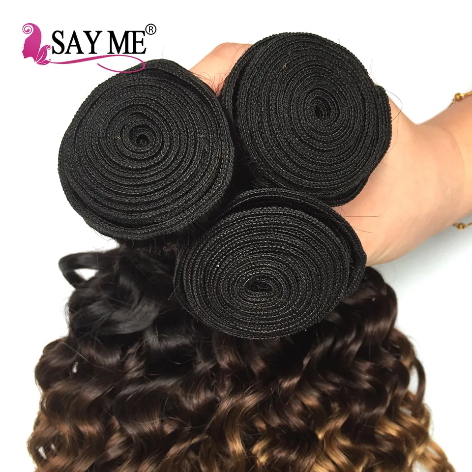 Deep Wave Bundles Ombre Brazilian Human Hair Weave Bundles 1B/4/27 Remy Honey Blonde Hair Extensions Can Buy 1 / 3 / 4 Bundles