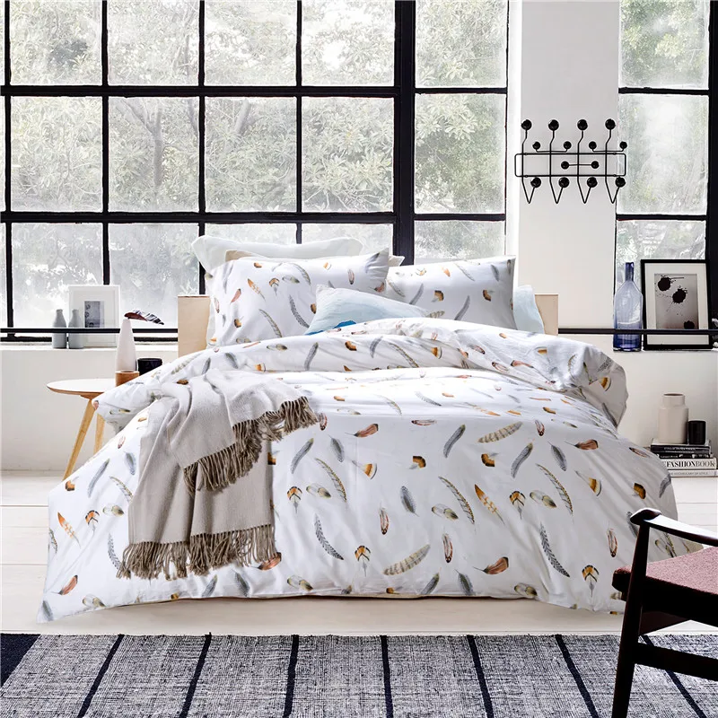 

Il 60s egyptian Cotton feather Bedding set duvet cover bed sheet pillow case king queen size bed linen set