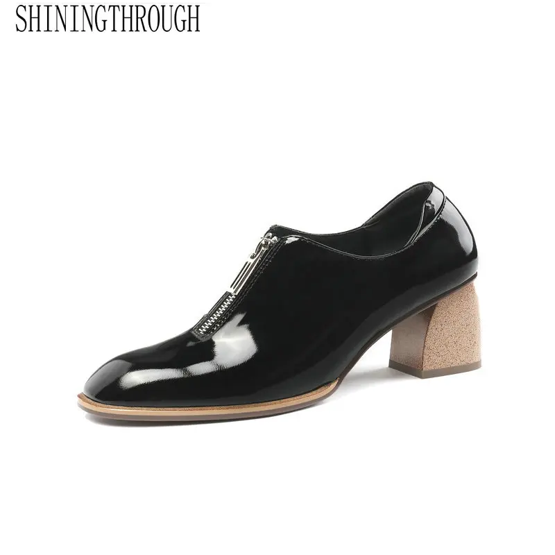 

Genuine Leather Women Ankle Round Toe Pumps Fashion Erogenous High Heel Women Shoes Spring Autumn Party Ladies Shoes+