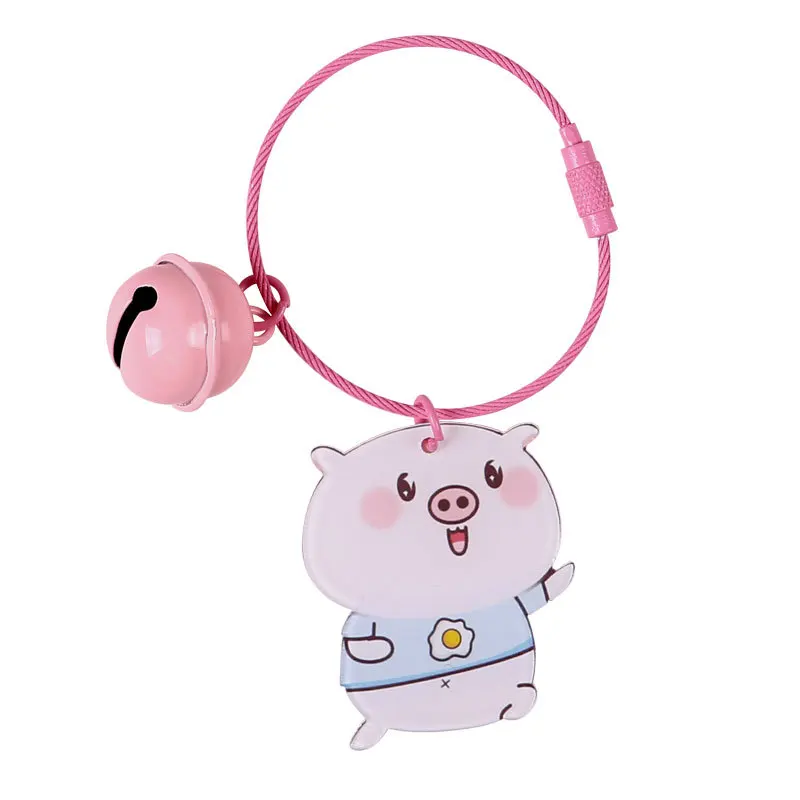 

8 Styles Pink Lucky Pig Keychain Cute Single Sided Steel Wire Animal Key Chain Pendant Acrylic Keyring For Women