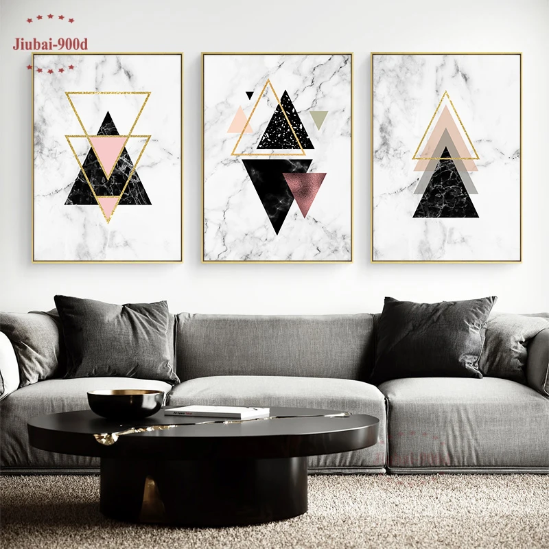 

Nordic Marble Abstract Geometry Art Picture Canvas Painting Wall Pictures For Living Room Posters and Prints Wall Art SAN10-1