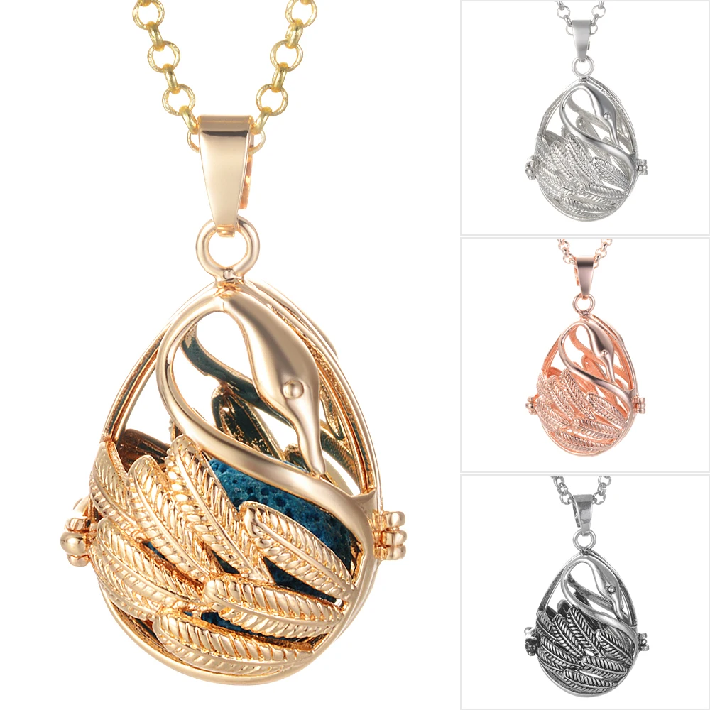 

Swan Shape Perfume Aromatherapy Pendant Essential Oil Diffuser Locket Cage Colorful Pendant For Women Jewelry Gift VA-1014