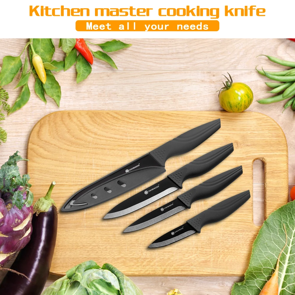 COOBNESS 3 шт./компл. керамический нож черное лезвие кухонные ножи Фрукты Утилита для