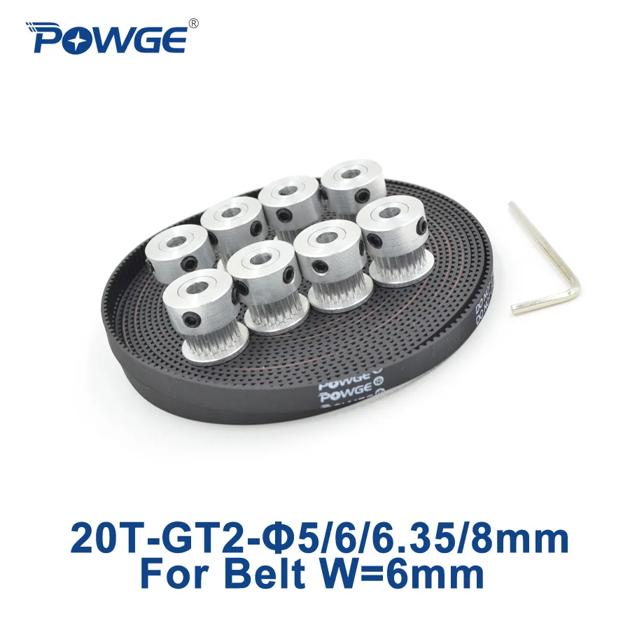 Зубчатый шкив POWGE GT2 8 шт. 20 зубьев зубчатый 5 мм 6 35 + метров ширина синхронный 2GT