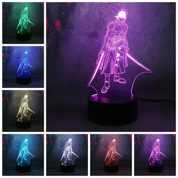 

3D USB 7 Color Luster Lamp Night Light Cartoon Anime ONE PIECE Roronoa Zoro Adventure Boy Table Lamp Kid Holiday Gift Decor