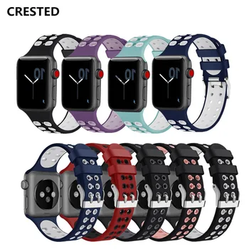 

CRESTED Sport Strap For Apple Watch band 42mm 38mm Silicone Iwatch Series 3/2/1 Wrist band Bracelet Rubber Watchband Accessories